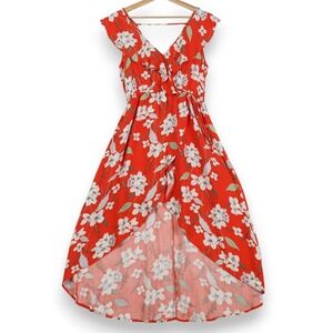Jack By BB Dakota Womens‎ Maxi Dress Size M Red Floral Cottagecore Romantic